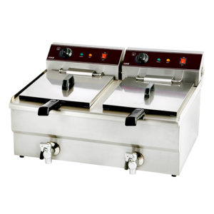 Friteuse de table élect. d'uble avec vidange 2x8 L