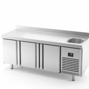 DESSERTE GN 1/1 AVC ÉVIER - POSITIVE - 3 PTE INOX