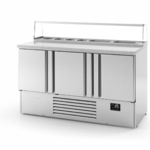 MINI TABLE GN 1/1 PRÉPA PIZZA/SANDWICH- 3 PTE INOX