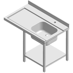 Table (2 PIEDS) entrée + 1 bac LONG.1200 à d'oite