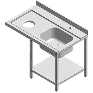 Table (2 PIEDS) entrée + 1 bac à gauche long.1500