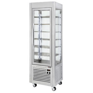Vitrine panoramique positive 360L inox plateaux fixes