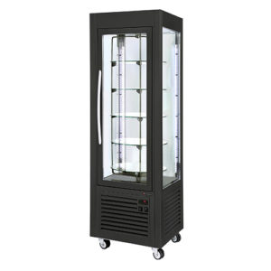 Vitrine panoramique positive 360L noire plateaux tournants