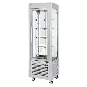 Vitrine panoramique négative 360L inox plateaux tournants