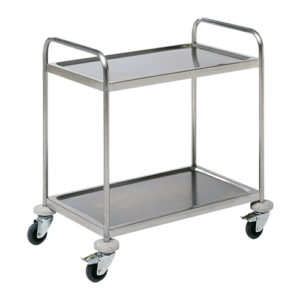 Chariot de service 2 niveaux sur roulettes