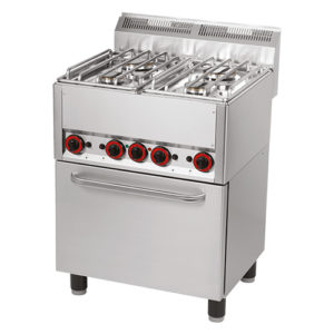Fourneau 4 feux gaz sur four électrique GN1/1